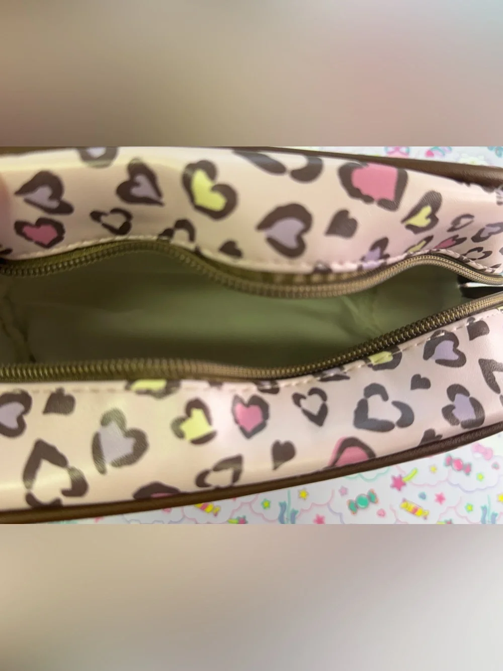 Hello Kitty Pink Leopard Heart Print Cosmetic Pouch